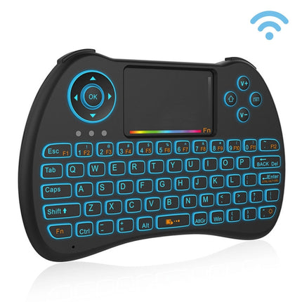 H9 2.4GHz Mini Wireless Air Mouse QWERTY Keyboard with Colorful Backlight & Touchpad for PC, TV(Black)-garmade.com