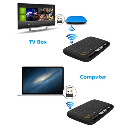 H18 2.4GHz Mini Wireless Air Mouse QWERTY Keyboard with Touchpad / Vibration for PC, TV(Black)-garmade.com