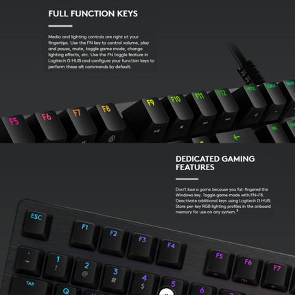 Logitech G512 RGB C-axis Mechanical Wired Gaming Keyboard, Length: 1.8m (Black)-garmade.com