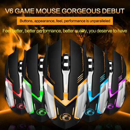 iMICE V6 LED Colorful Light USB 6 Buttons 3200 DPI Wired Optical Gaming Mouse (Black)-garmade.com