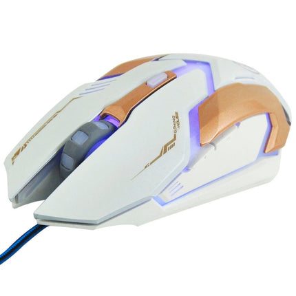 iMICE V6 LED Colorful Light USB 6 Buttons 3200 DPI Wired Optical Gaming Mouse (White)-garmade.com
