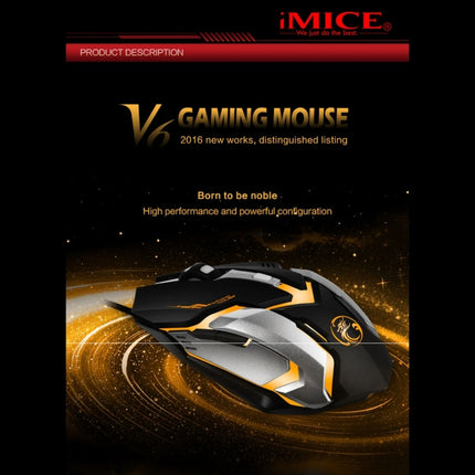 iMICE V6 LED Colorful Light USB 6 Buttons 3200 DPI Wired Optical Gaming Mouse (White)-garmade.com