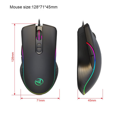 HXSJ A867 USB 6400DPI Four-speed Adjustable RGB Illuminate Wired E-sport Gaming Mouse, Length: 1.5m-garmade.com