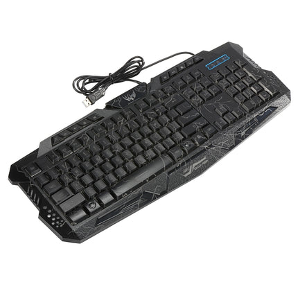 HXSJ A878 USB 104 Keys Three-colors Crack Backlight Wired Keyboard, Length: 1.75m, English Version-garmade.com