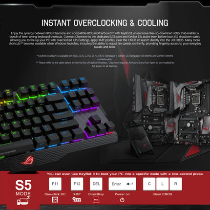 ASUS Claymore USB 2.0 RGB Backlight Detachable Wired Mechanical Black Switch Gaming Keyboard with Detachable Cable-garmade.com
