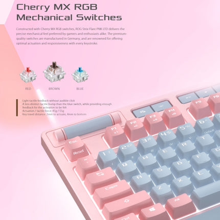 ASUS Strix Flare Pink LTD RGB Backlight Wired Gaming Keyboard with Detachable Wrist Rest (Mechanical Brown Switch)-garmade.com