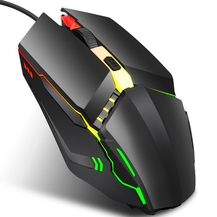 HXSJ S200 USB2.0 1600dpi Adjustable 4-Keys Colorful Glowing Wired Gaming Mouse, Length: 1.5m-garmade.com