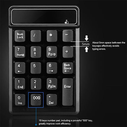 MC Saite 525RF 19 Keys Wireless 2.4G Numeric Keyboard-garmade.com