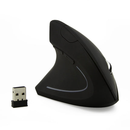 CM0093 Battery Version 2.4GHz Three-button Wireless Optical Mouse Vertical Mouse for Left-hand, Resolution: 1000DPI / 1200DPI / 1600DPI(Black)-garmade.com