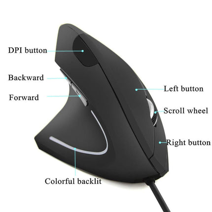 CM0093 Battery Version 2.4GHz Three-button Wireless Optical Mouse Vertical Mouse for Left-hand, Resolution: 1000DPI / 1200DPI / 1600DPI(Black)-garmade.com