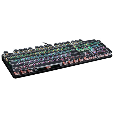 MSEZ HJK900-7 104-keys Electroplated Transparent Character Punk Keycap Colorful Backlit Wired Mechanical Gaming Keyboard(Black)-garmade.com