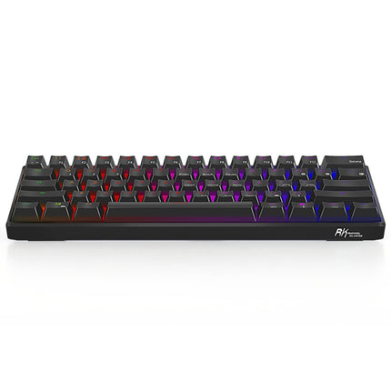 RK61 61 Keys Bluetooth / 2.4G Wireless / USB Wired Three Modes Brown Switch Tablet Mobile Gaming Mechanical Keyboard with RGB Backlight, Cable Length: 1.5m (Black)-garmade.com