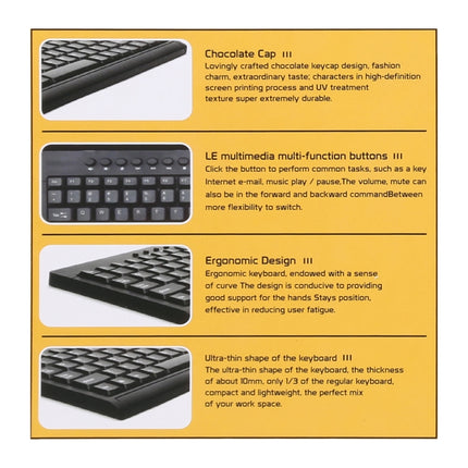 KB-301A Multimedia Notebook Mini Wired Keyboard, English Version (Black)-garmade.com
