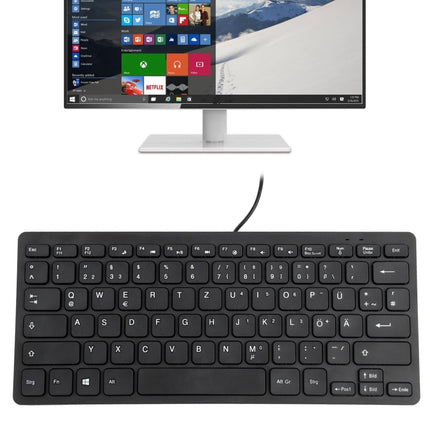 TT-A01 Ultra-thin Design Mini Wired Keyboard, German Version (Black)-garmade.com