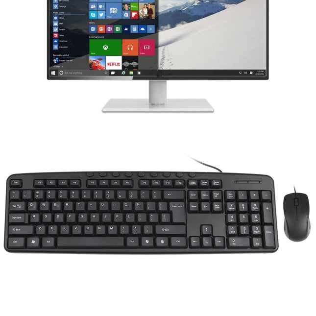 KB-8377 USB Wired Keyboard Mouse Set (Black)-garmade.com