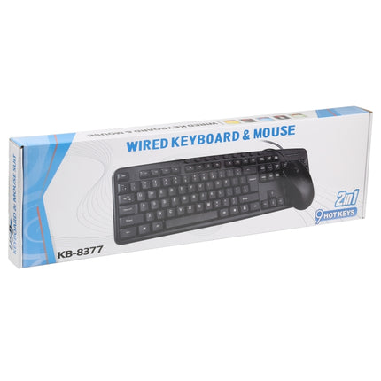 KB-8377 USB Wired Keyboard Mouse Set (Black)-garmade.com