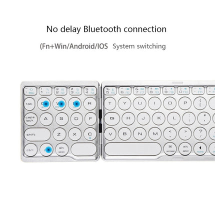 B052 Universal Round Keycap Mini Three-fold Bluetooth Wireless Keyboard with Touchpad (Silver)-garmade.com