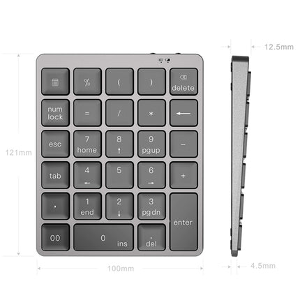 N960 Ultra-thin Universal Aluminum Alloy Rechargeable Wireless Bluetooth Numeric Keyboard (Grey)-garmade.com