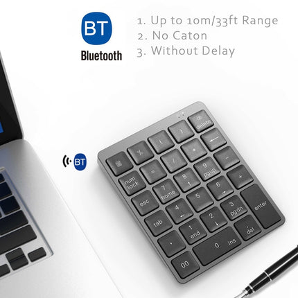 N960 Ultra-thin Universal Aluminum Alloy Rechargeable Wireless Bluetooth Numeric Keyboard (Silver)-garmade.com