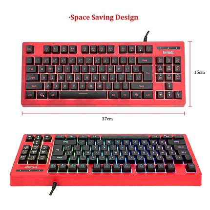 PK-870 USB Port RGB Lighting Mechanical Gaming Wired Keyboard(Red)-garmade.com