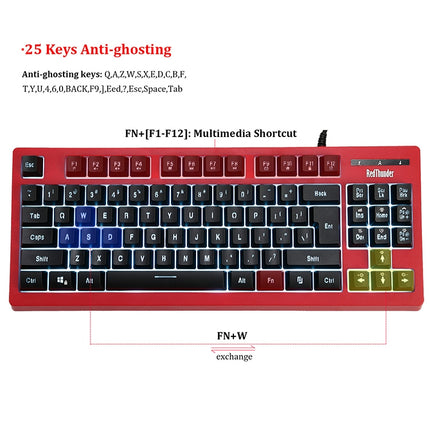 PK-870 USB Port RGB Lighting Mechanical Gaming Wired Keyboard(Red)-garmade.com