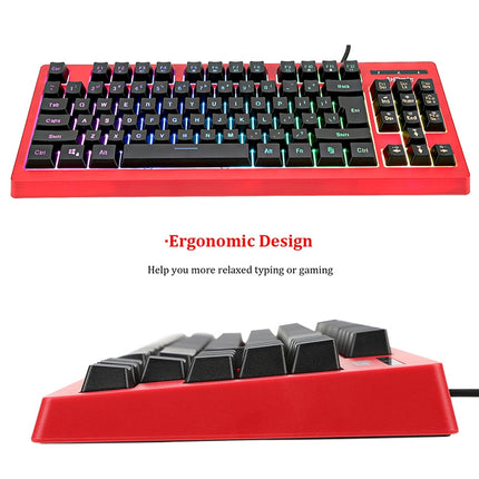 PK-870 USB Port RGB Lighting Mechanical Gaming Wired Keyboard (Black)-garmade.com