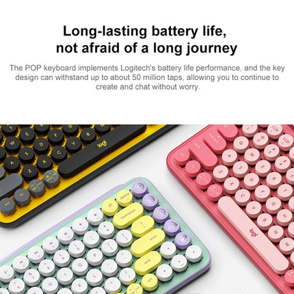 Logitech POP KEYS Round Button Bluetooth Mechanical Keyboard (Pink)-garmade.com