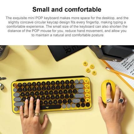 Logitech POP KEYS Round Button Bluetooth Mechanical Keyboard (Yellow)-garmade.com
