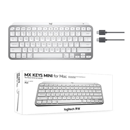 Logitech MX Keys Mini Mac Version Wireless Bluetooth Ultra-thin Smart Backlit Keyboard (Grey)-garmade.com