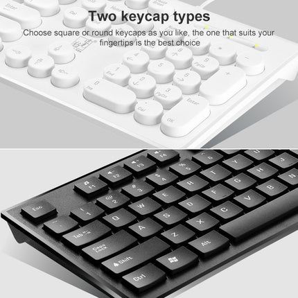 ZGB S500 Square Keycap Wired Keyboard + Mouse Set (White)-garmade.com