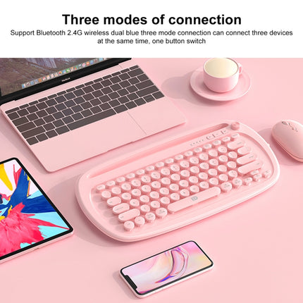 FOETOR K520t Mini Three Modes Wireless Bluetooth Keyboard(Pink)-garmade.com