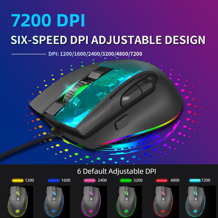 HXSJ A905 8-buttons 7200 DPI Programmable Wired Gaming Mouse, Cable Length: 1.6m-garmade.com