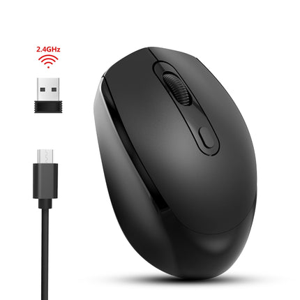 M107 4-buttons 1600 DPI 2.4GHz Wireless Rechargeable Mouse (Black)-garmade.com