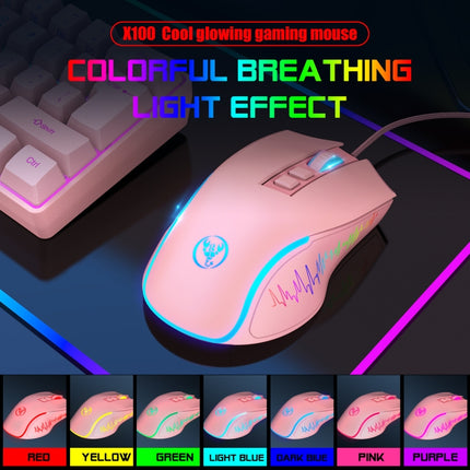 HXSJ X100 7-buttons 3600 DPI Cool Glowing Wired Gaming Mouse, Cable Length: 1.5m (Pink)-garmade.com