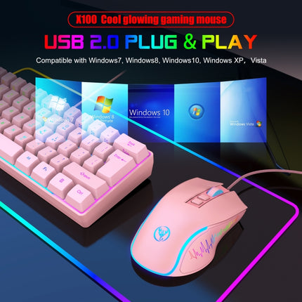 HXSJ X100 7-buttons 3600 DPI Cool Glowing Wired Gaming Mouse, Cable Length: 1.5m (Pink)-garmade.com