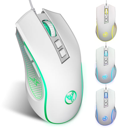 HXSJ X100 7-buttons 3600 DPI Cool Glowing Wired Gaming Mouse, Cable Length: 1.5m (White)-garmade.com