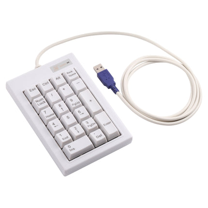 DX-21A 21-keys USB Wired Mechanical Black Shaft Mini Numeric Keyboard(White)-garmade.com
