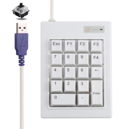 DX-18A 18-keys USB Wired Mechanical Black Shaft Mini Numeric Keyboard (White)-garmade.com