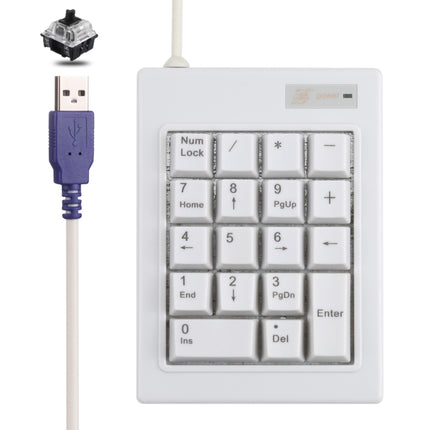DX-18B 18-keys USB Wired Mechanical Black Shaft Mini Numeric Keyboard (White)-garmade.com