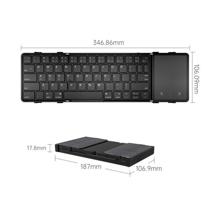 B1053 Leather Portable Tri-Fold Bluetooth Keyboard-garmade.com