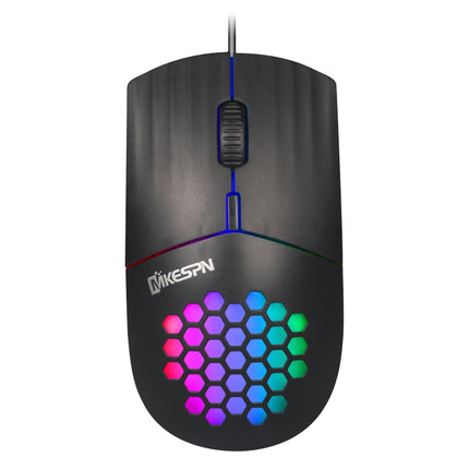 MKESPN SXS-838 Type-C Interface RGB Hollow Wired Mouse(Black)-garmade.com