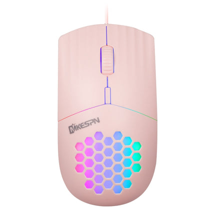 MKESPN SXS-838 Type-C Interface RGB Hollow Wired Mouse(Pink)-garmade.com