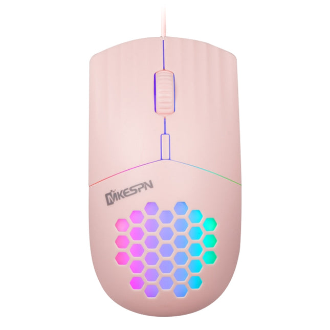 MKESPN SXS-838 Type-C Interface RGB Hollow Wired Mouse(Pink)-garmade.com