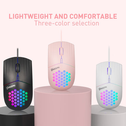 MKESPN SXS-838 USB Interface RGB Hollow Wired Mouse(Pink)-garmade.com