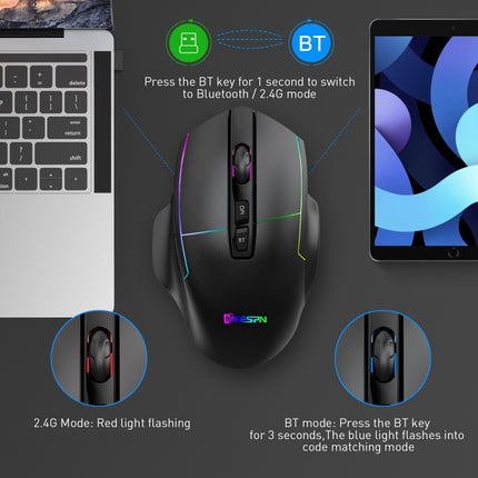 MKESPN X11 Bluetooth Three-modes Charging Wireless RGB Gaming Mouse-garmade.com