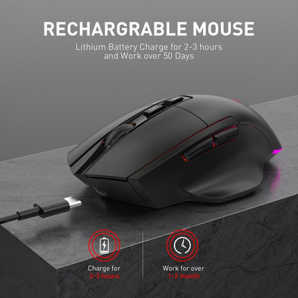 MKESPN X11 Bluetooth Three-modes Charging Wireless RGB Gaming Mouse-garmade.com