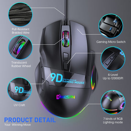 MKESPN X10 9-Buttons RGB Wired Macro Definition Gaming Mouse-garmade.com
