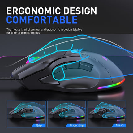MKESPN X10 9-Buttons RGB Wired Full Speed Macro Definition Gaming Mouse-garmade.com
