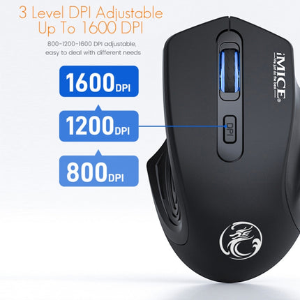 iMICE G-1800 Rechargeable 4 Buttons 1600 DPI 2.4GHz & Bluetooth Silent Wireless Mouse for Computer PC Laptop (Black)-garmade.com