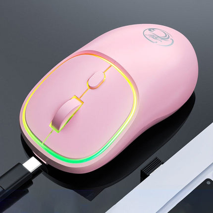 iMICE W-618 Rechargeable 4 Buttons 1600 DPI 2.4GHz Silent Wireless Mouse for Computer PC Laptop (Pink)-garmade.com